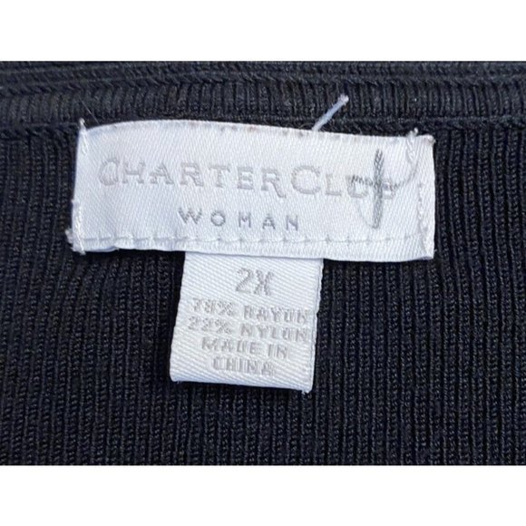 CHARTER CLUB-black rayon blend‎ cardigan Single Button 2X - Picture 3 of 4